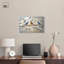 Art campagnard sur toile ocre et oiseaux bleus par Art Remedy-107442114-107442139