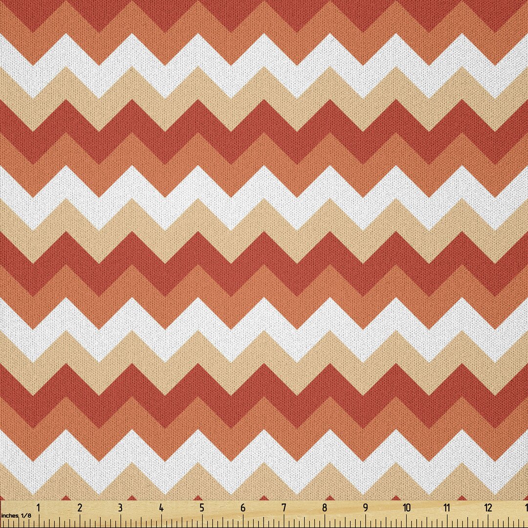 Stoff als Meterware, Chevron Arrows Geometric, Koralle, Orange Coral Weiß