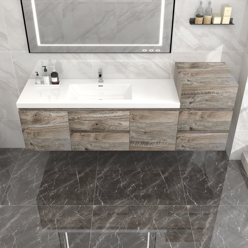 Moreno Bailey 67'' Single Bathroom Vanity with Acrylic Top, Natural Wood