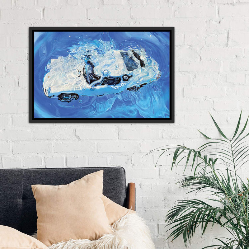 «Cobalt» par Marcello Petisci - reproduction d'art, H 26 po x l 40 po x 1,5 po, Toile encadrée noir délavé