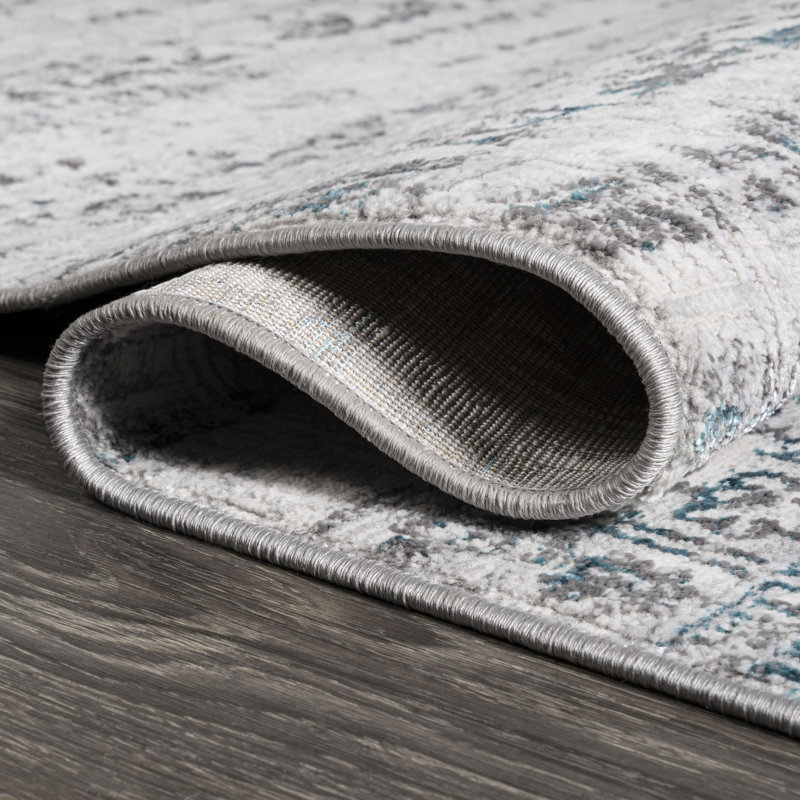 Tapis gris / turquoise Saulsberry Modern Strie, Rectangle 4pi x 6 pi