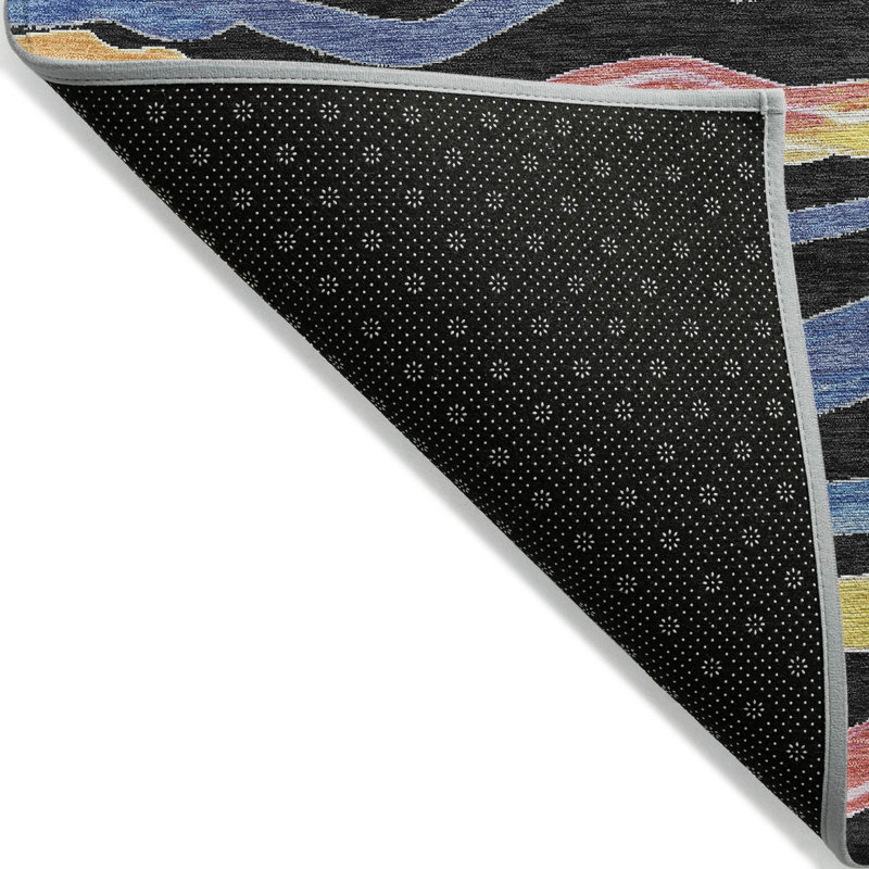 Multicolor Striped Synthetic Washable Rectangular Rug