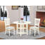 Ensemble de coin repas 3 pièces pour petits espaces comprenant une table de salle à manger ronde avec Dropleaf et des tablettes et 2 chaises de salle à manger en lin, blanc lin-109972827