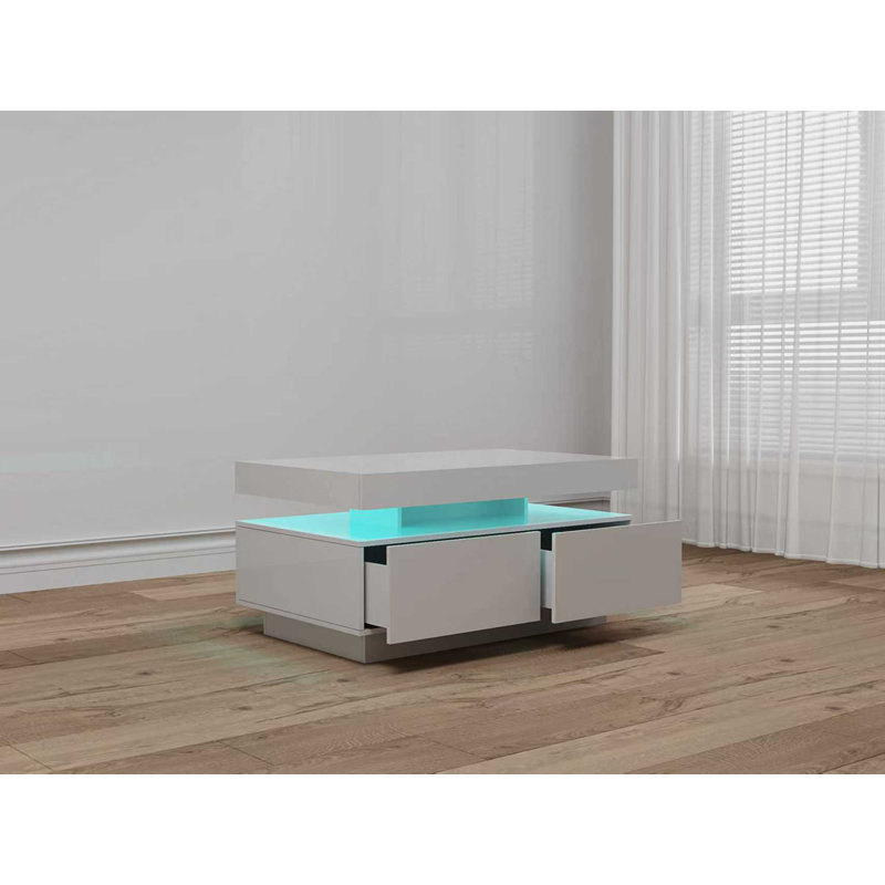 Frame Coffee Table with Storage, White