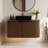 36" Mid Century Bathroom Vanity with Black Sink,Wall-Mounted Solid Wood Bathroom Vanity with Engineered Stone Top,Two Drawers