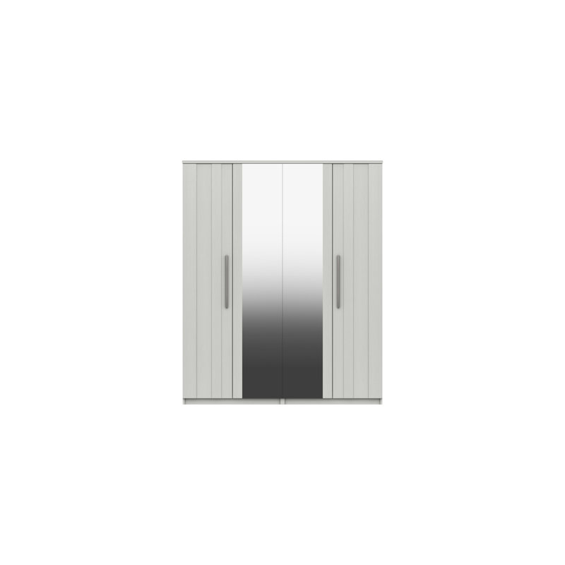 Mcginley 4 Door Manufactured Wood Wardrobe, White Woodgrain