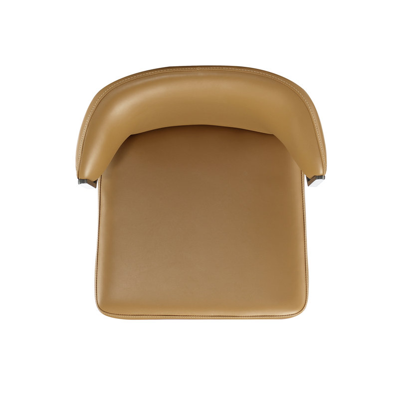 Chaise rembourrée en cuir brun clair Kirsten, Chameau