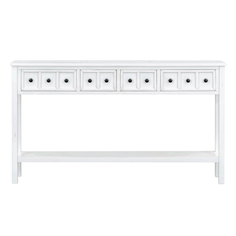 Rustic Entryway Console Table, Antique White