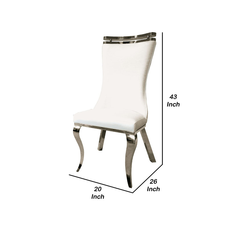 Ensemble de 2 chaises d'appoint Bedy, velours blanc texturé, pieds de sabre argentés