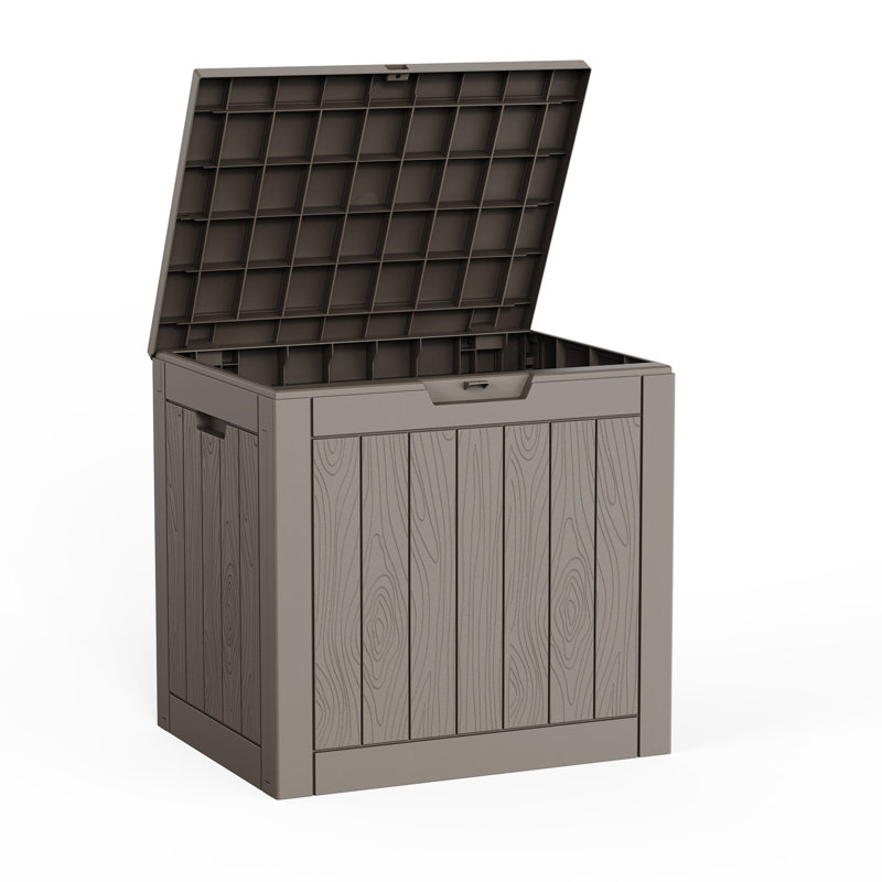  Boîte de rangement verrouillable 30 gallons en résine noire résistante à l'eau, Brown-Grey