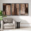 «Vintage Industrial Brown Neutral Abstract Triptych», reproduction d'art sur toile encadrée très grande, 3 pièces-1308090121-1308090167