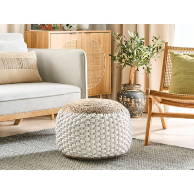 Anderton 50cm Wide Round Solid Colour Pouffe Ottoman