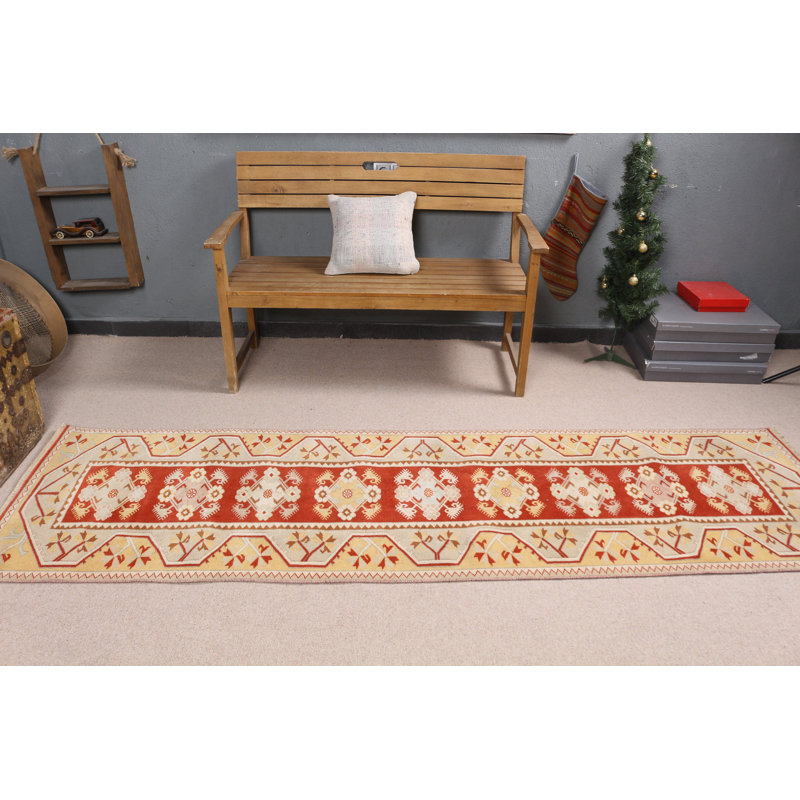 Tapis de couloir turc unique tissé à la main dans un style anatolien parfait pour un décor rétro et bohème
