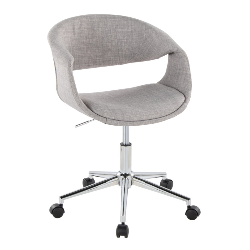 Chaise de travail en métal chromé et tissu gris