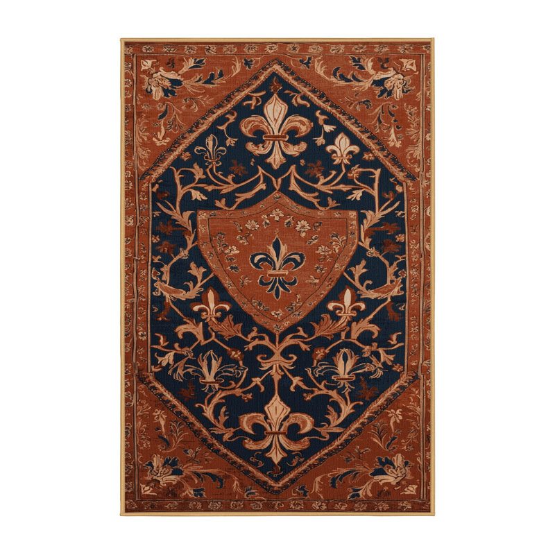 Tapis brun français lavable à la machine, Rectangle 6 pi x 9 pi