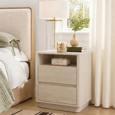 Monterrey 19.7" W Modern Nightstand with 2 Drawers, Open Cubby and LED Light