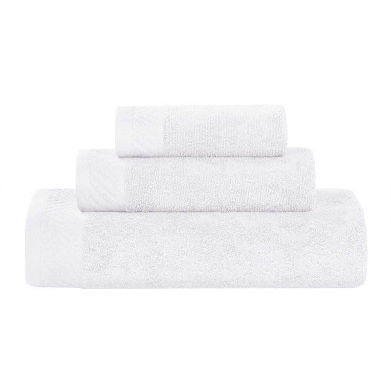 Ensemble de serviettes de bain 3 pièces en coton égyptien Olender, Blanc