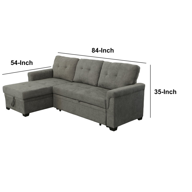 Henos Reversible Sleeper  84" Reversible Sleeper Sectional Sofa with Storage Chaise, USB Charging Ports and Pocket