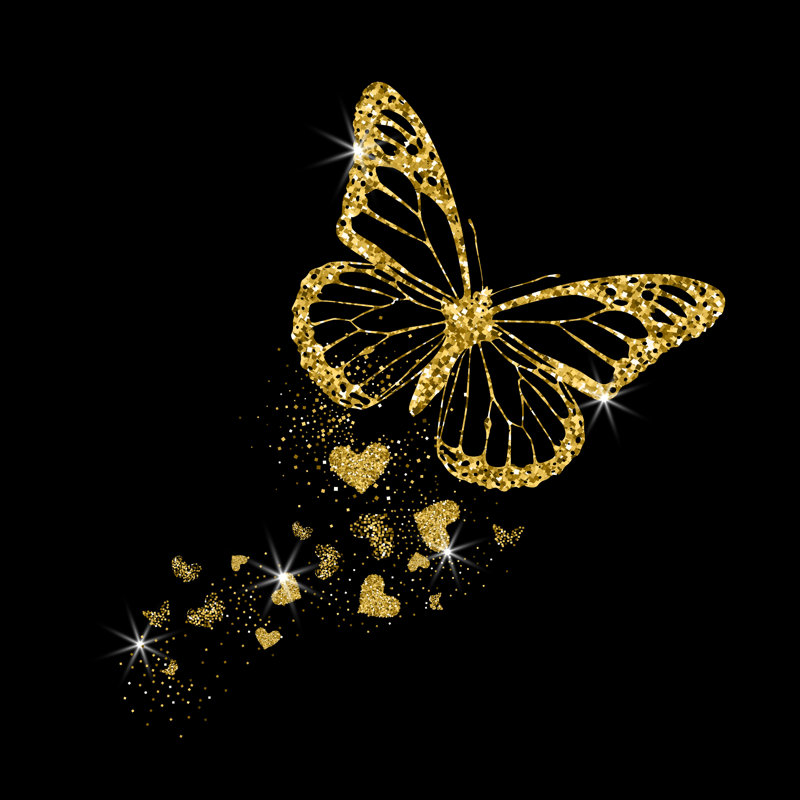 Waukomis Gold Butterfly - Wrapped Canvas Print, 122cm H x 122cm W x 3.8cm D