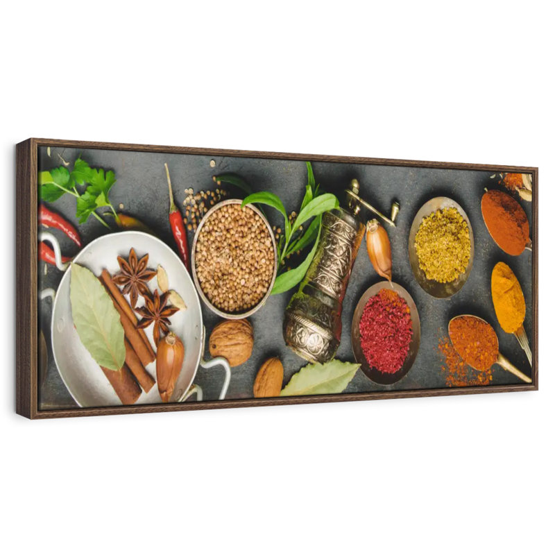 Fines herbes et épices, 43 po x 15 po, Cadre flottant noyer
