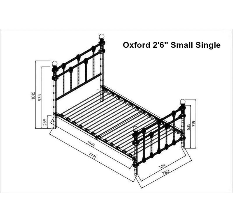 Hawthorn Metal Bed, Single (3'), Cream/White
