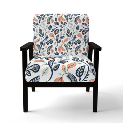 Boho Upholstered Chair - Botanical Paisley Orange Arm Chair