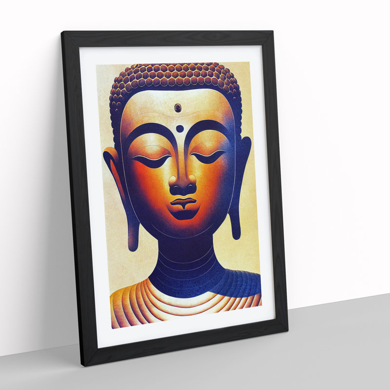 XV1022-2661X Majestic Buddha - Single Picture Frame Print, Black, 34cm H x 25cm W x 2cm D