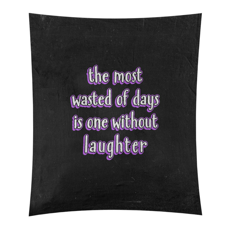 Tapisserie tableau noir en polyester citation de rire, H 27,5 po x l 37,5 po, Mauve