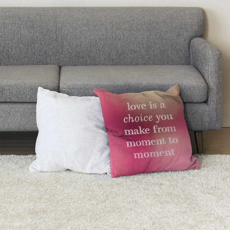 Coussin de sol Love is a choice, H 36 po x l 36 po, Lueur rose