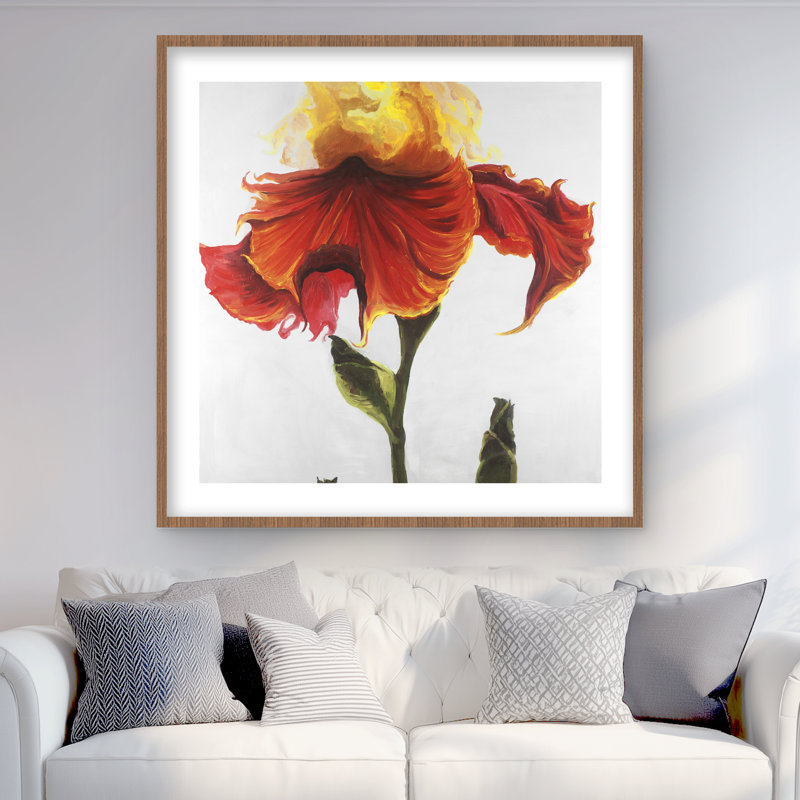 «Blossoming Lily Flower Print», décor encadré mat, H 36 po x l 36 po, Brun