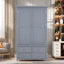 Garde-manger autoportant avec 8 tablettes de porte, 3 tablettes réglables, 7 tiroirs et 8 supports à vin-1222149882