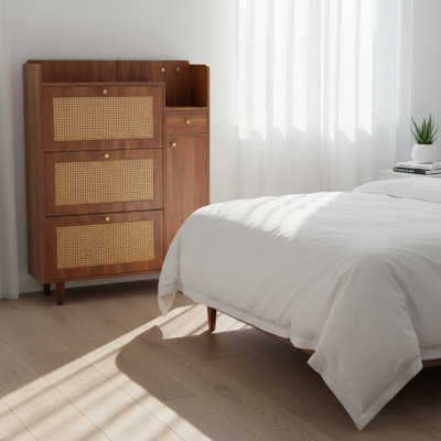 Modern Minimalist Multi-Drawer Entryway Storage Cabinet with Metal Legs