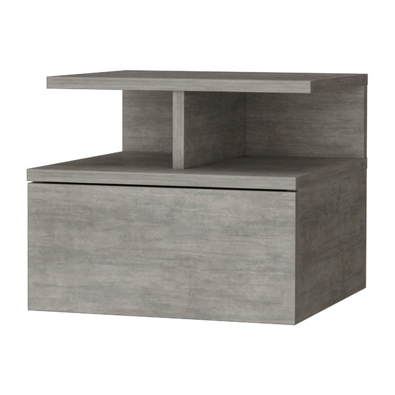 Table de chevet flottante à 2 niveaux, Gris