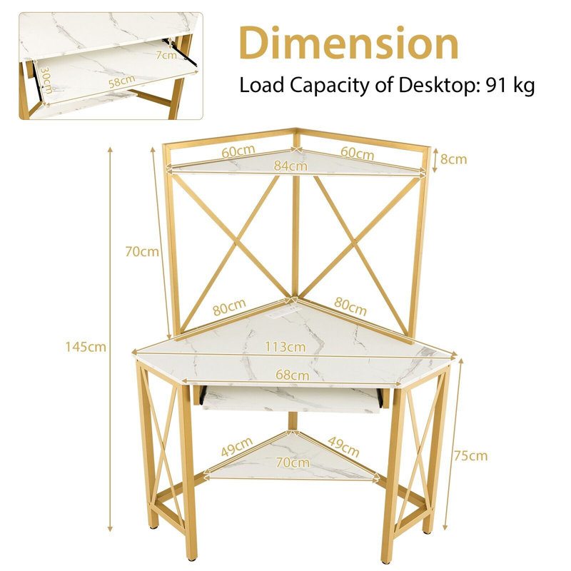 Aleese Metal Base Writing Desk