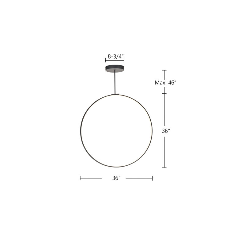 Cirque 1 - Light LED Pendant, Black, 83.63" H x 36" W x 0.75" D