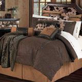 Caldwell Brown Faux Leather Cow Print Western Rustic Comforter Set