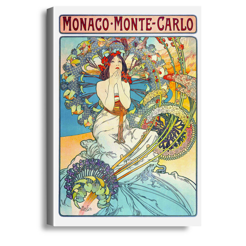 Monaco - Monte-Carlo (1897) par Alphonse Mucha, art mural pour décor de bureau à domicile, estampe numérique sur toile