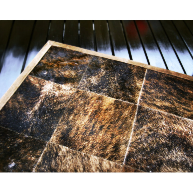 Desnudo Cowhide Geometric Area Rug in Brown, Rectangle 10' x 14'