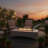 Weather Resistant Lightweight Concrete Propane Fire Table, Rounded Safe Edges, Built-in Handles, Includes Lava Rocks & Waterproof Cover for Patio Backyard-56853546