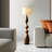 White + Brown + Black Linen + Solid Wood Free form Floor Lamps