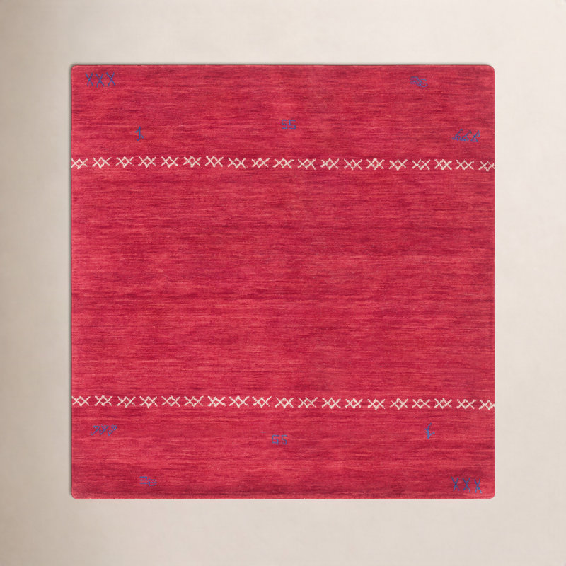 Santiago Handmade Wool Red Rug, Square 8'