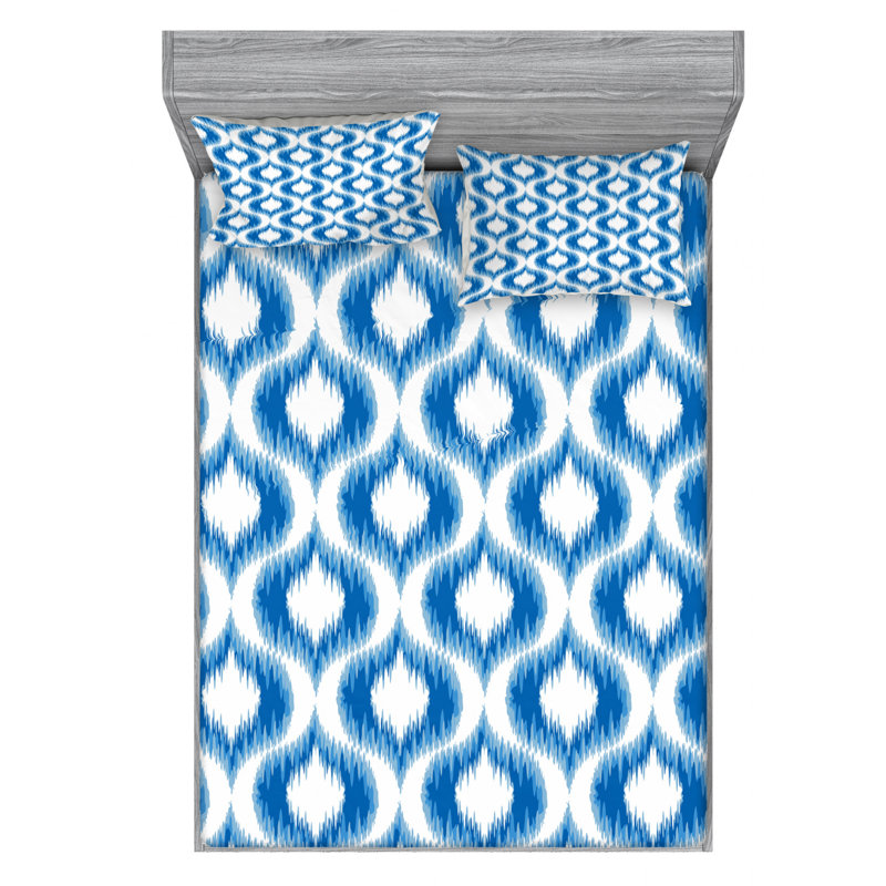 Microfiber Ikat Sheet Set, Full Sheet Set with Fitted Sheet
