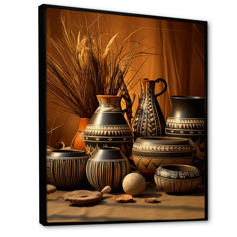 Art de la ville de Villeparis, poterie Serenity I, H 32 po x l 24 po x P 1 po, Cadre flottant noir