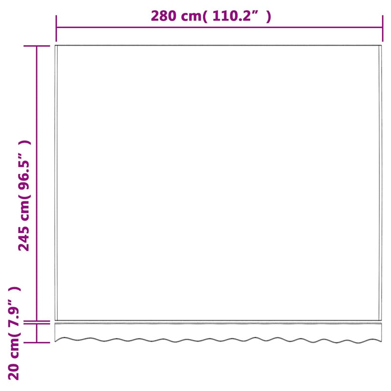 Awning Top Sunshade Canvas , 280cm W x 245cm D, Red/White