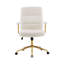 Chaise de bureau texturée en tissu blanc et doré Boucle, chaise de bureau moderne à hauteur ajustable avec accoudoirs rembourrés