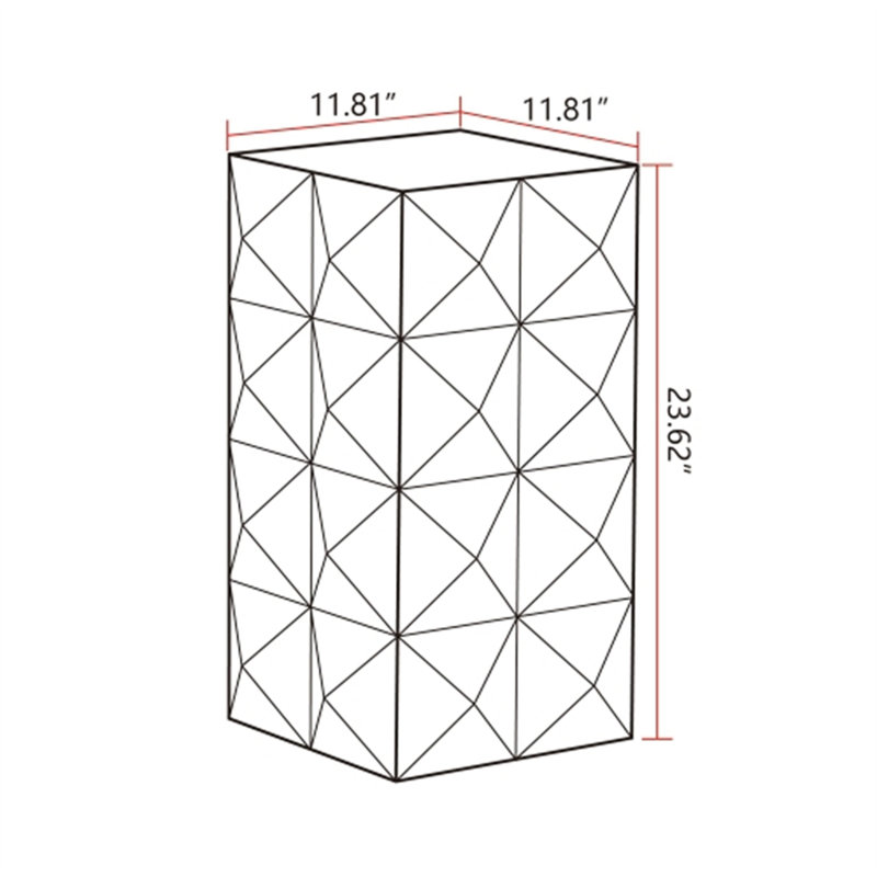 23.62"Height Three-dimensional Embossed Pattern Design Retro Side Table Retro Furniture, Black