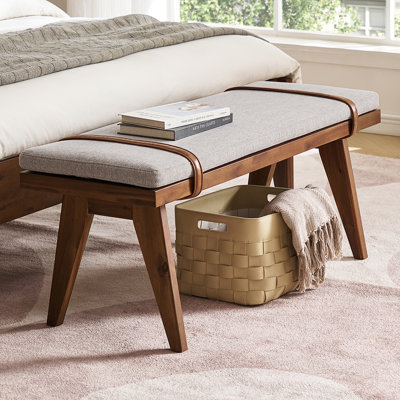 Duggins Mid-century Modern End Of Bed Wood Bench by George Oliver