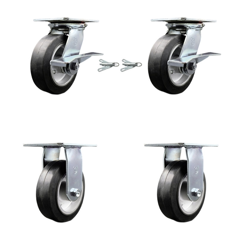 4 Piece Rubber on Aluminum Caster Set
