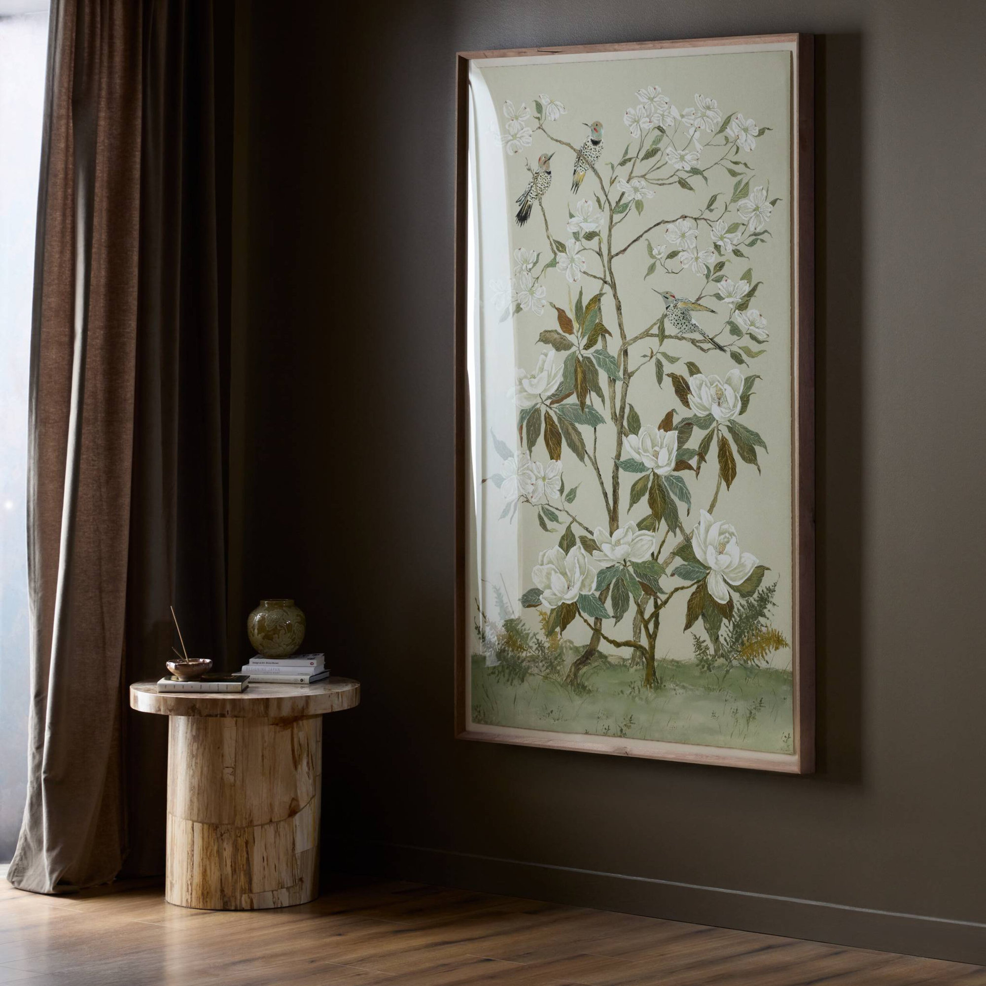 Tan Chinoiserie by Laurel-Dawn Latshaw, 72" H x 45.5" W