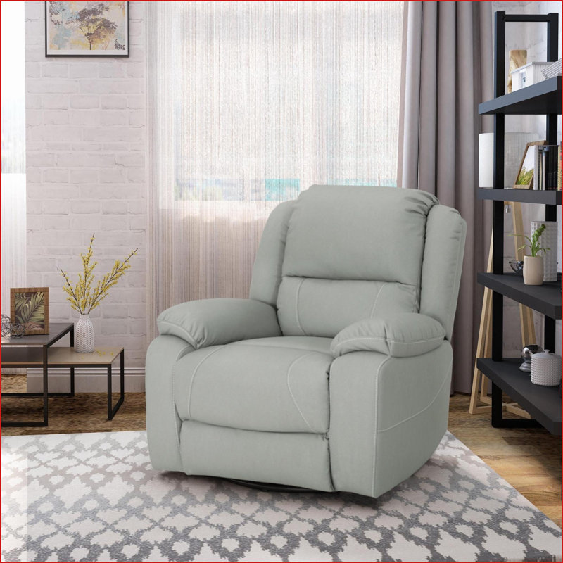 Fauteuils inclinables, fauteuil inclinable standard pivotant de 39 po de largeur | Similicuir en polyuréthane | Gris clair